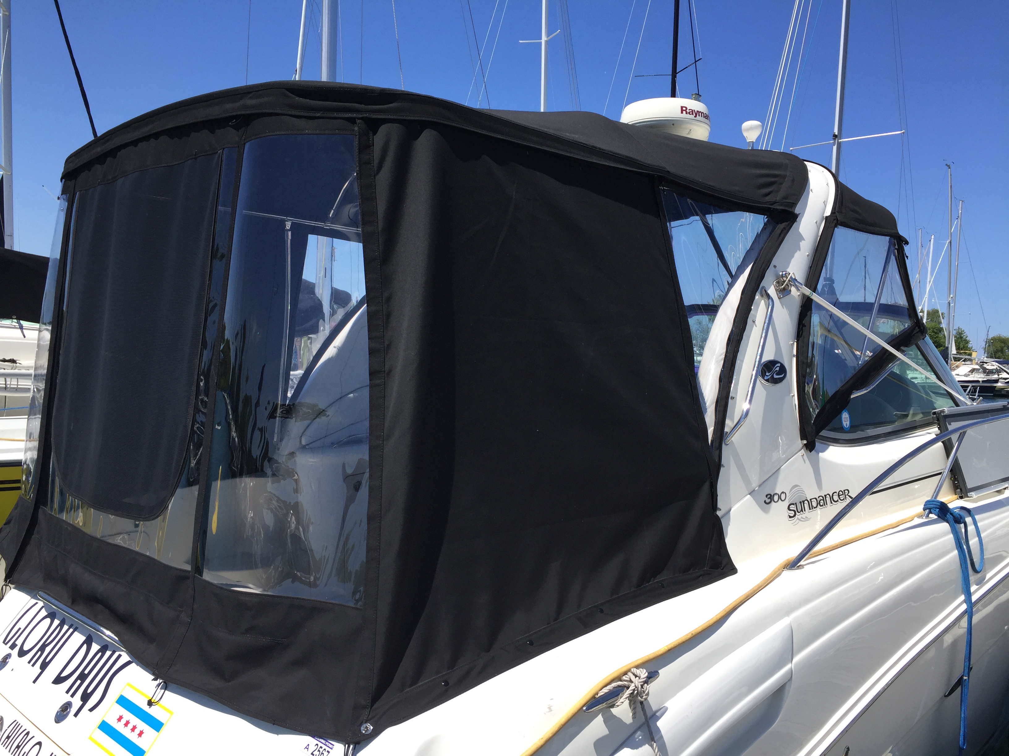Sundancer Full Enclosure Chicago Marine Canvas Custom Boat Covers